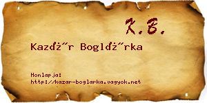 Kazár Boglárka névjegykártya