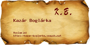 Kazár Boglárka névjegykártya